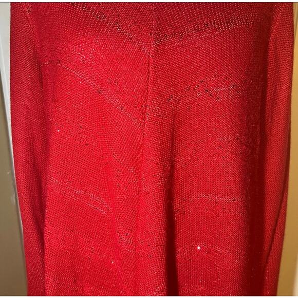 AGB Red Sparkly Long Sleeve Tunic Sweater | Holiday Festive Knit Women’s Size 1X - Picture 3 of 8